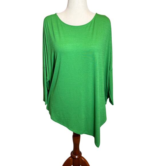 J. Jill Tops - J. Jill tunic green 3/4 dolman sleeve asymmetrical hem popover loose fit Sz M